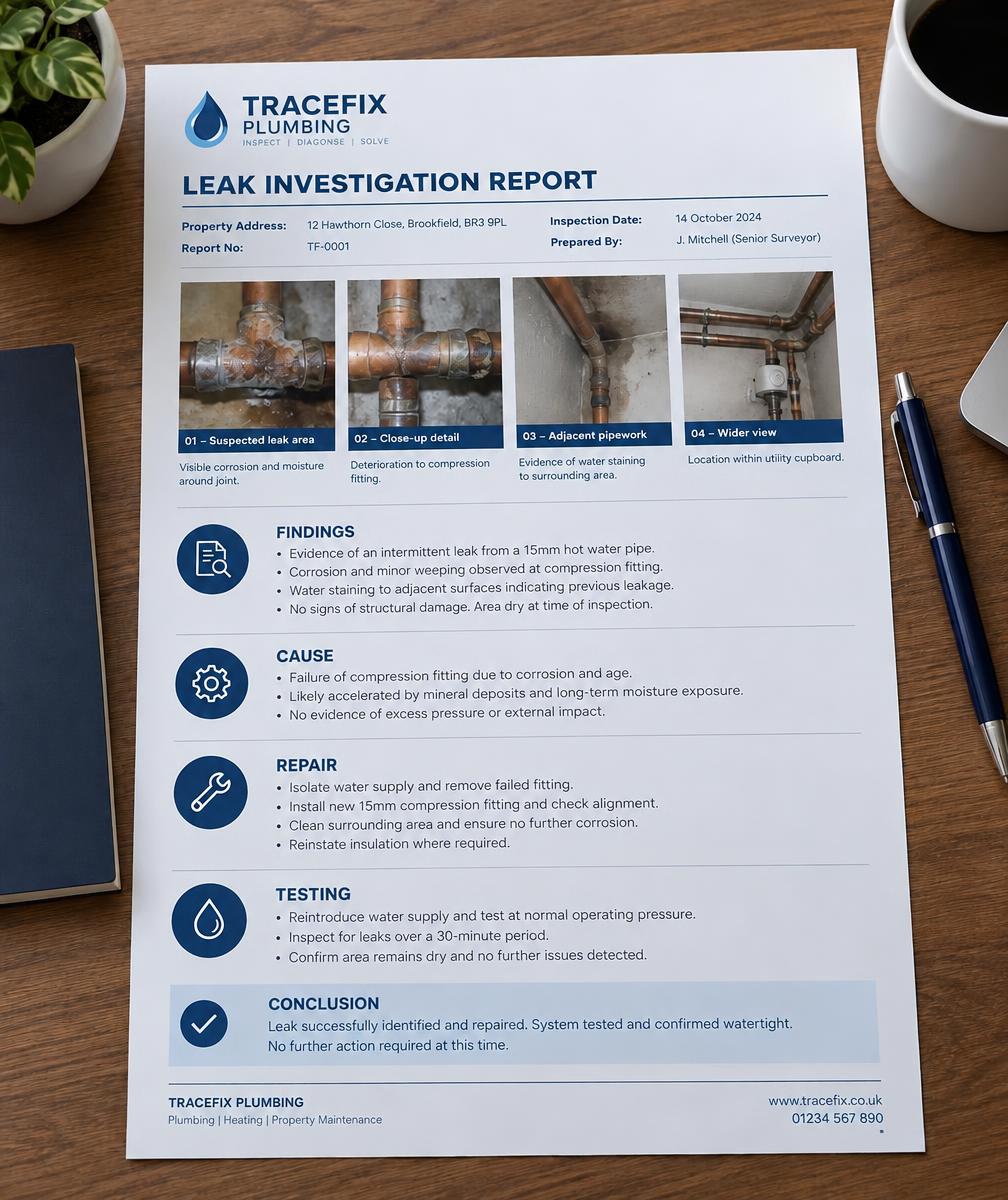 Sample TraceFix leak investigation report page